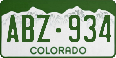 CO license plate ABZ934