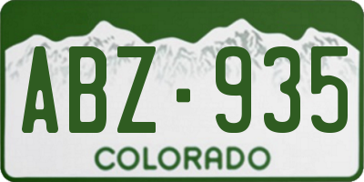 CO license plate ABZ935