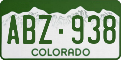 CO license plate ABZ938
