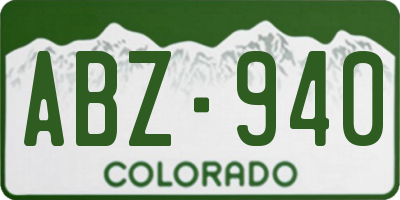 CO license plate ABZ940