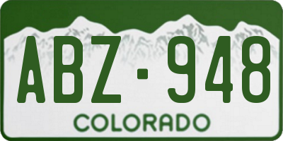 CO license plate ABZ948