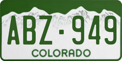 CO license plate ABZ949