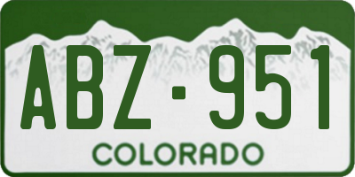 CO license plate ABZ951