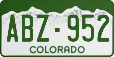 CO license plate ABZ952