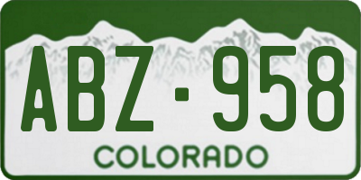 CO license plate ABZ958