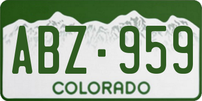 CO license plate ABZ959