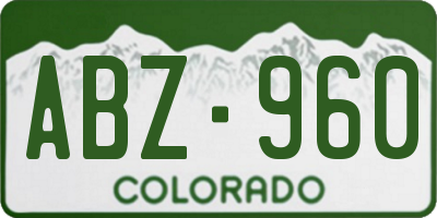 CO license plate ABZ960