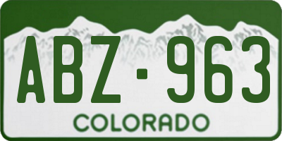 CO license plate ABZ963