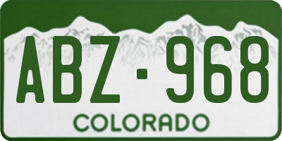 CO license plate ABZ968