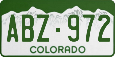 CO license plate ABZ972