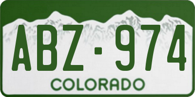 CO license plate ABZ974