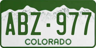CO license plate ABZ977