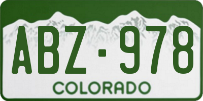 CO license plate ABZ978