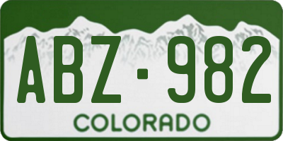 CO license plate ABZ982