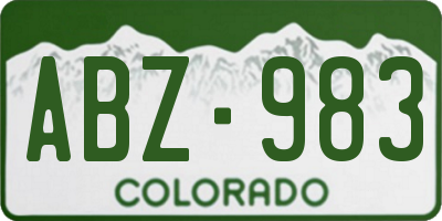 CO license plate ABZ983