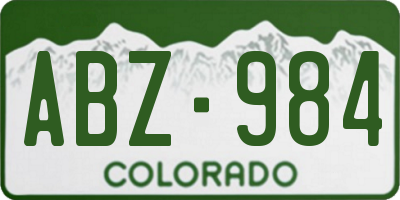 CO license plate ABZ984