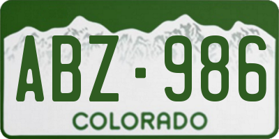 CO license plate ABZ986