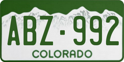 CO license plate ABZ992
