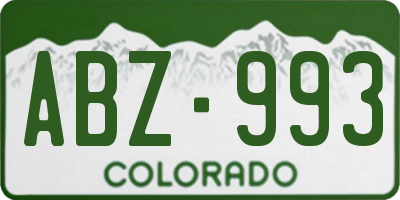 CO license plate ABZ993