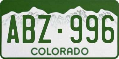 CO license plate ABZ996