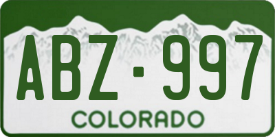 CO license plate ABZ997