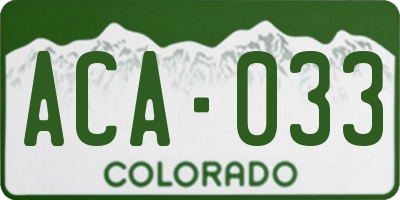 CO license plate ACA033