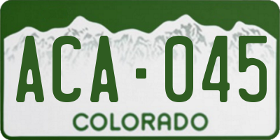 CO license plate ACA045