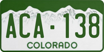CO license plate ACA138