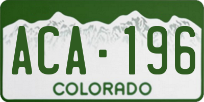 CO license plate ACA196