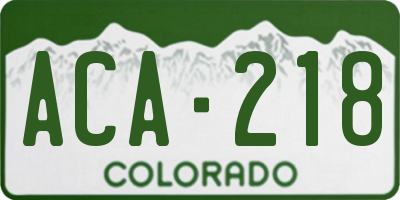 CO license plate ACA218