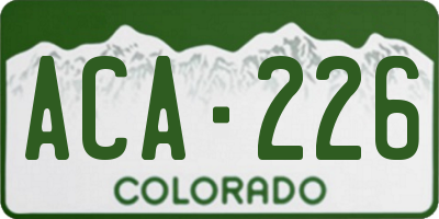 CO license plate ACA226