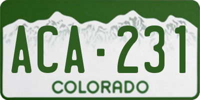 CO license plate ACA231