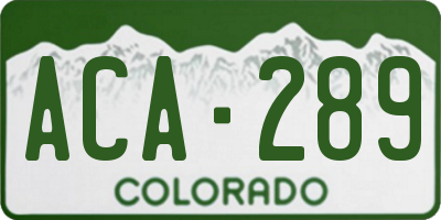 CO license plate ACA289