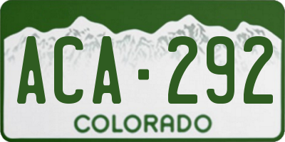 CO license plate ACA292
