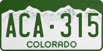 CO license plate ACA315