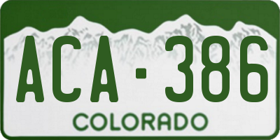 CO license plate ACA386