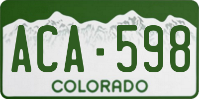 CO license plate ACA598