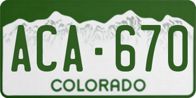 CO license plate ACA670