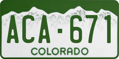 CO license plate ACA671