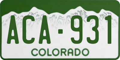 CO license plate ACA931