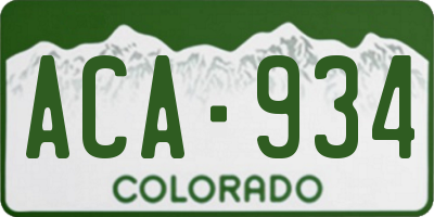 CO license plate ACA934