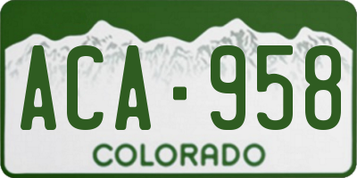 CO license plate ACA958