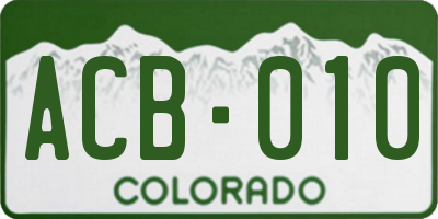 CO license plate ACB010