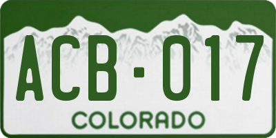 CO license plate ACB017