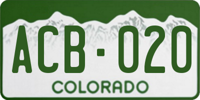 CO license plate ACB020