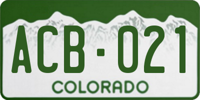 CO license plate ACB021