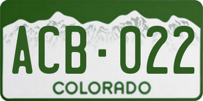 CO license plate ACB022