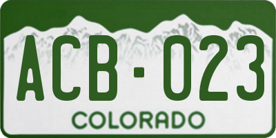 CO license plate ACB023