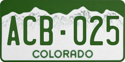 CO license plate ACB025
