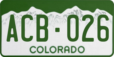 CO license plate ACB026